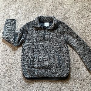 Thread & Supply gray marled Sherpa half zip
